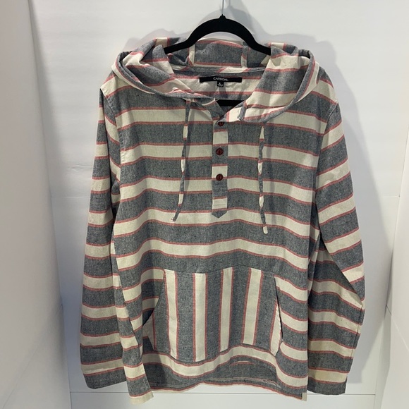 Carbon Tops - Carbon Striped Bohemian Hippie Hoodie Women’s Large